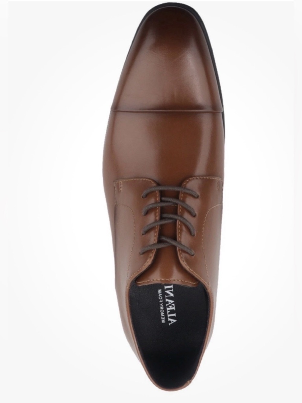 Alfani Brown Leather Cap-Toe Derby